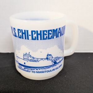 Vintage Glasbake Manitoulin Island Tobermory Milkglass Souvenir Coffee Tea Mug